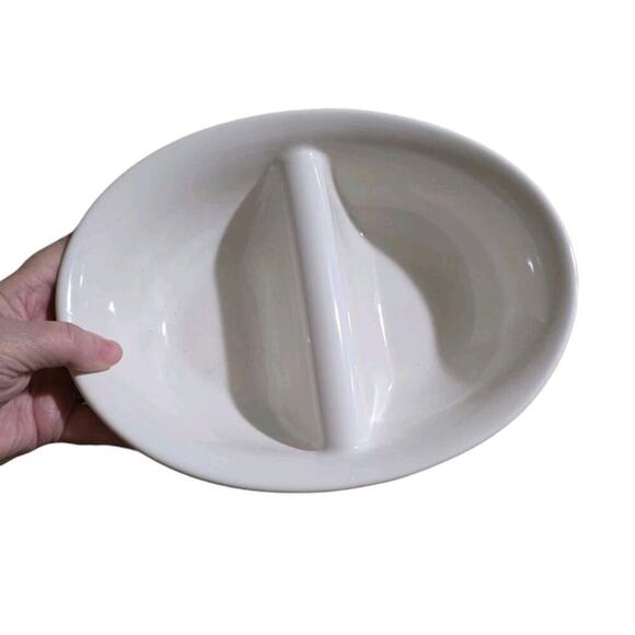 Vintage Pfaltzgraff Oval Medley White Buff Divided Vegetable Bowl 10in - Picture 2 of 5